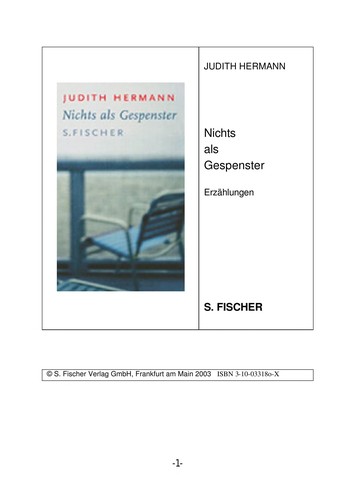 Judith Hermann: Nichts als Gespenster (German language, 2004, Fischer Taschenbuch)