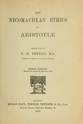 Αριστοτέλης: The Nicomachean ethics of Aristotle (1906, K. Paul, Trench, Trübner)