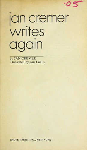 Jan Cremer: I, Jan Cremer. (1965, Shorecrest)