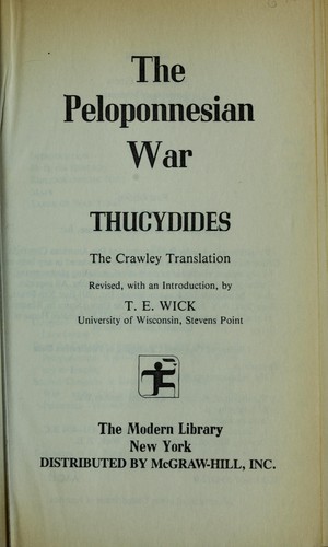 Thucydides: The Peloponnesian War (1982, Modern Library)