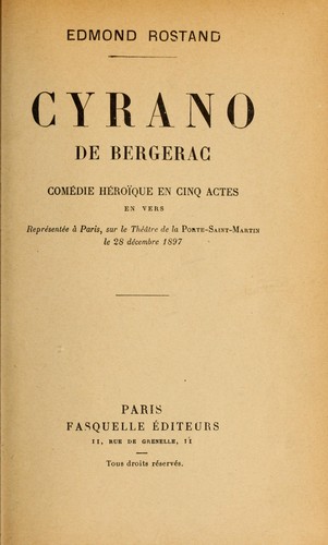 Edmond Rostand: Cyrano de Bergerac (French language, 1898, E. Fasquelle)