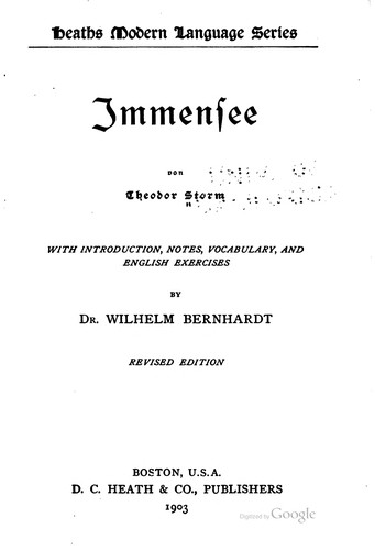 Theodor Storm: Immensee (German language, 1902, D.C. Heath & co.)