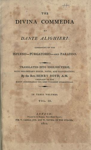 Dante Alighieri: The Divina commedia of Dante Alighieri (1802, Printed by A. Strahan ...; for T. Cadell jun. and W. Davies ...)