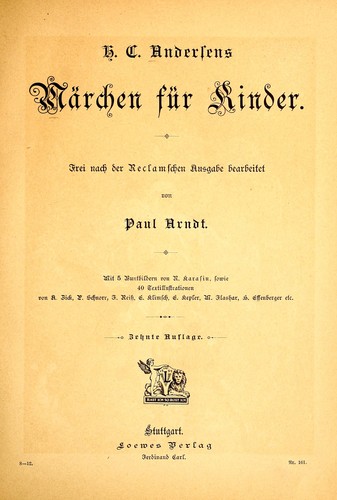 Hans Christian Andersen: Märchen für Kinder (German language, 1907, Loewes Verlag)