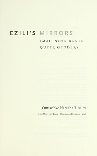 Omise'eke Natasha Tinsley: Ezili's mirrors (2018, Duke University Press Books)