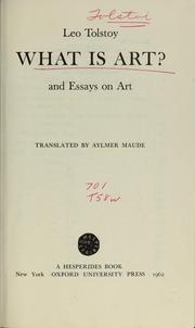 Lev Nikolaevič Tolstoy: What Is Art? (Hardcover, 1959, Scholarly Pr)
